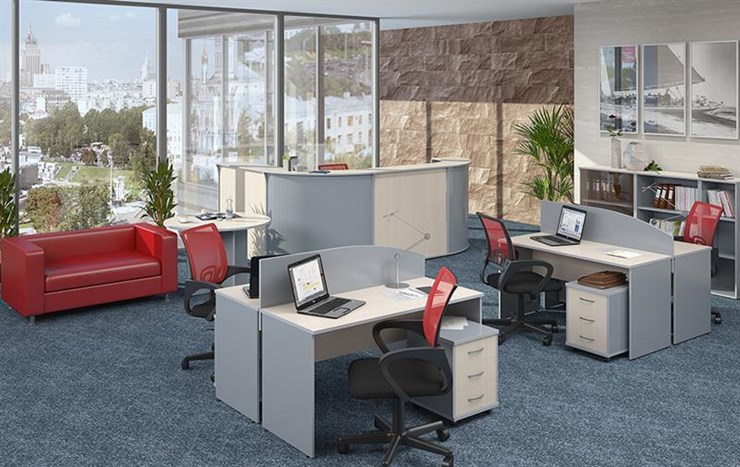 Набор мебели в офис IMAGO четыре рабочих места, стол для переговоров в Пензе - изображение 1